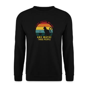 I Like Coffee Cats & Maybe 3 People Cat Coffee - Unisex Sweatshirt - black - Front - Alina (178cm) & Michal (187cm)