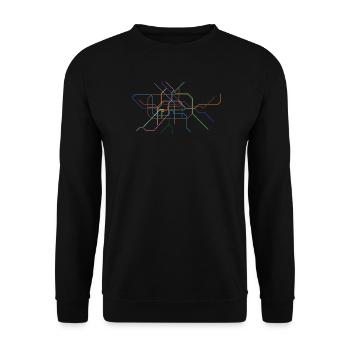 Dessin au trait de section minutine abstraite - Sweat-shirt Unisexe - noir - Devant - Alina (178cm) & Michal (187cm)
