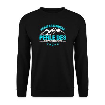 Perle des Erzgebirges - Unisex Pullover - Schwarz - Vorne - Alina (178cm) & Michal (187cm)
