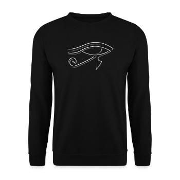 Oeil d’Horus (Oeil de Horus) Symbole Blanc Effet 3D - Sweat-shirt Unisexe - noir - Devant - Alina (178cm) & Michal (187cm)