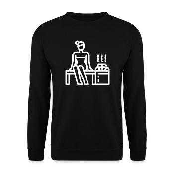 Sauna Saunieren - Unisex Pullover - Schwarz - Vorne - Alina (178cm) & Michal (187cm)