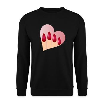 Manucure avec amour - coeur avec ongles rouges - Sweat-shirt Unisexe - noir - Devant - Alina (178cm) & Michal (187cm)