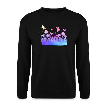 Flower Meadow Watercolors Garden Flowers - Unisex Sweatshirt - black - Front - Alina (178cm) & Michal (187cm)