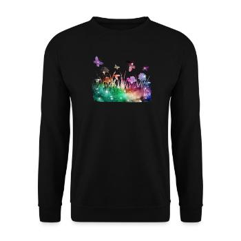 Flower Meadow Galaxy Garden Butterflies - Unisex Sweatshirt - black - Front - Alina (178cm) & Michal (187cm)