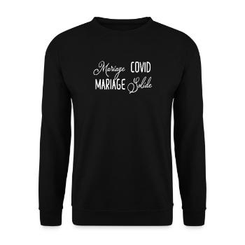 mariage covid mariage solide - Sweat-shirt Unisexe - noir - Devant - Alina (178cm) & Michal (187cm)