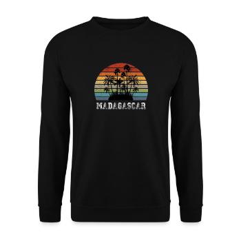 Madagaskar Palmen Vintage Design / Geschenk - Unisex Pullover - Schwarz - Vorne - Alina (178cm) & Michal (187cm)