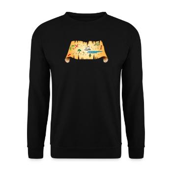 alte Schatzkarte auf antiken Pergament - Unisex Pullover - Schwarz - Vorne - Alina (178cm) & Michal (187cm)