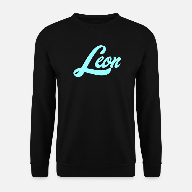 Leon Name Leuchtendes Leo Motiv für Tierliebhaber - Unisex Pullover - Schwarz