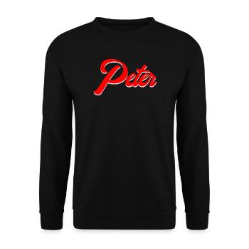 Vintage Red Script Name Peter Design - Unisex Sweatshirt - black - Front - Alina (178cm) & Michal (187cm)