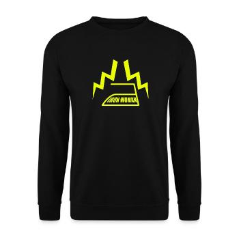 IRON WOMAN Blitz Super Mama Muttertag Geschenk - Unisex Pullover - Schwarz - Vorne - Alina (178cm) & Michal (187cm)
