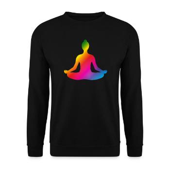 lumineux coloré yoga position silhouette - Sweat-shirt Unisexe - noir - Devant - Alina (178cm) & Michal (187cm)