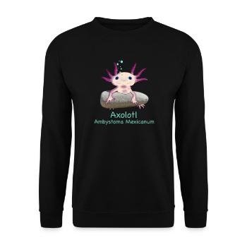 Iconic axolotl chilling, dessiné à la main - Sweat-shirt Unisexe - noir - Devant - Alina (178cm) & Michal (187cm)
