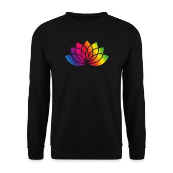 buntes stilisiertes Blüten Symbol - Unisex Pullover - Schwarz - Vorne - Alina (178cm) & Michal (187cm)