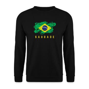 T-shirt streetwear vintage Saudade Brazil Flag - Sweat-shirt Unisexe - noir - Devant - Alina (178cm) & Michal (187cm)