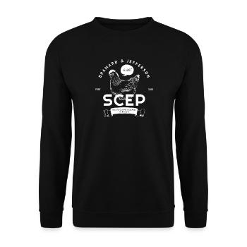 OSS 117 SCEP Huhn - Unisex Pullover - Schwarz - Vorne - Alina (178cm) & Michal (187cm)