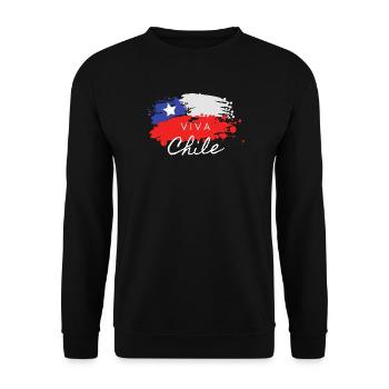 Viva Chile Flag Stain Paint T-Shirt - Unisex Sweatshirt - black - Front - Alina (178cm) & Michal (187cm)