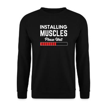Installing Muscle Please Wait - Unisex Pullover - Schwarz - Vorne - Alina (178cm) & Michal (187cm)
