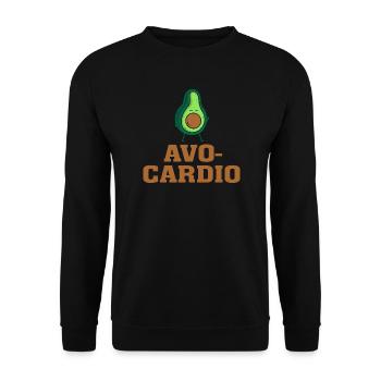Avocardio T-Shirt – Funny Avocado Fitness Pun Tee - Unisex Sweatshirt - black - Front - Alina (178cm) & Michal (187cm)