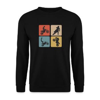 Motorcross Vintage Design / Geschenkidee - Unisex Pullover - Schwarz - Vorne - Alina (178cm) & Michal (187cm)