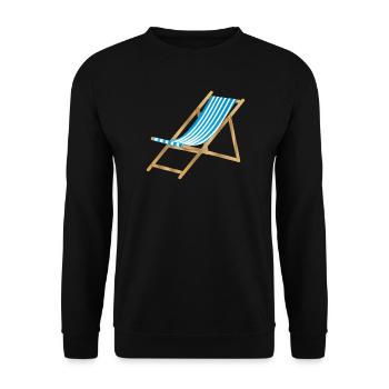 blau weiß gestreifter maritimer Liegestuhl - Unisex Pullover - Schwarz - Vorne - Alina (178cm) & Michal (187cm)