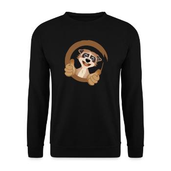 cooles Erdmännchen mit Daumen nach oben - Unisex Pullover - Schwarz - Vorne - Alina (178cm) & Michal (187cm)