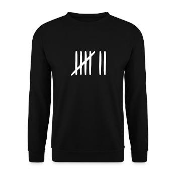 7 Geburtstag Strichliste - 7 Jahre alt - Unisex Pullover - Schwarz - Vorne - Alina (178cm) & Michal (187cm)
