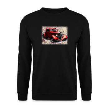 Nostalgic Old American Dream Car - Unisex Sweatshirt - black - Front - Alina (178cm) & Michal (187cm)