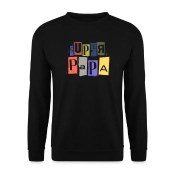 SUPER PAPA anonymous raven spy lettering - Unisex Sweatshirt - black - Front - Alina (178cm) & Michal (187cm)