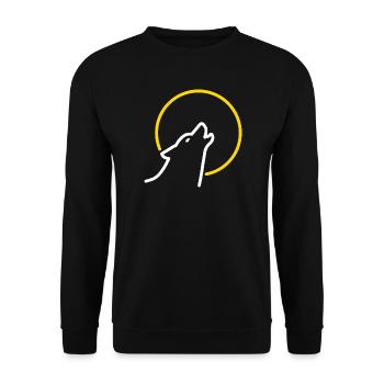 Wolf bei Vollmond - Unisex Pullover - Schwarz - Vorne - Alina (178cm) & Michal (187cm)