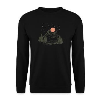 Berg Natur Zelten Camping sterne wald Geschenk - Unisex Pullover - Schwarz - Vorne - Alina (178cm) & Michal (187cm)