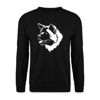 American Akita Kopf "Black Edition" - Unisex Pullover - Schwarz - Vorne - Alina (178cm) & Michal (187cm)