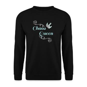 Funny Slogan Shirts, Chaos Queen, Partner Look - Unisex Sweatshirt - black - Front - Alina (178cm) & Michal (187cm)