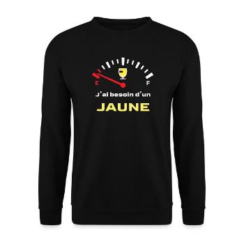 J'ai besoin d'un jaune - Message Humour Alcool - Sweat-shirt Unisexe - noir - Devant - Alina (178cm) & Michal (187cm)