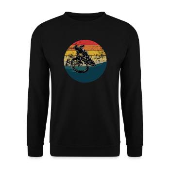 Radstunt im Retro MTB Downhill Mountainbike - Unisex Pullover - Schwarz - Vorne - Alina (178cm) & Michal (187cm)