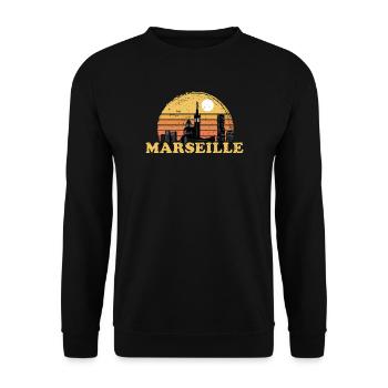Marseille Couché de soleil Cadeau Vintage - Sweat-shirt Unisexe - noir - Devant - Alina (178cm) & Michal (187cm)