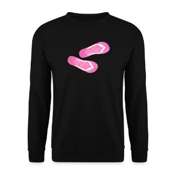 Flip Flop Latschen Plüsch Fell flauschig rosa pink - Unisex Pullover - Schwarz - Vorne - Alina (178cm) & Michal (187cm)