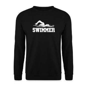 Schwimmer-Silhouette mit Wellen - Unisex Pullover - Schwarz - Vorne - Alina (178cm) & Michal (187cm)