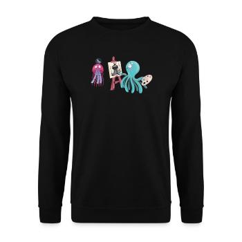 Squid Artist And Friends Design - Unisex Sweatshirt - black - Front - Alina (178cm) & Michal (187cm)