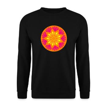 Yoga Mandala Meditation Kreis Indien farbenfroh om - Unisex Pullover - Schwarz - Vorne - Alina (178cm) & Michal (187cm)