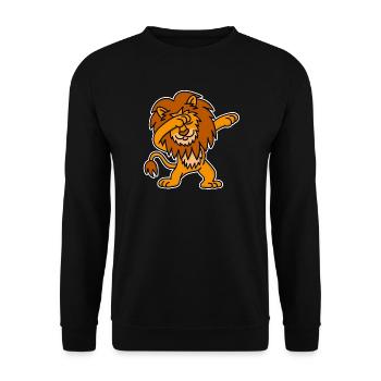 Dab dabbing Löwe Niederlande Orange Fußball-Europameisterschaft - Unisex Pullover - Schwarz - Vorne - Alina (178cm) & Michal (187cm)