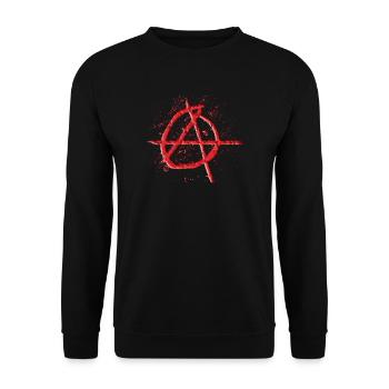 Cooles Anarchie Symbol im 3D-look für Antifa Punk - Unisex Pullover - Schwarz - Vorne - Alina (178cm) & Michal (187cm)