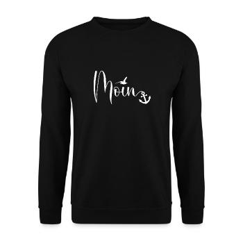 Moin Möwe Anker Platt Dialekt Ostfriesland - Unisex Pullover - Schwarz - Vorne - Alina (178cm) & Michal (187cm)