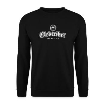 Elektriker Meister coole Schrift und Zunftzeichen - Unisex Pullover - Schwarz - Vorne - Alina (178cm) & Michal (187cm)