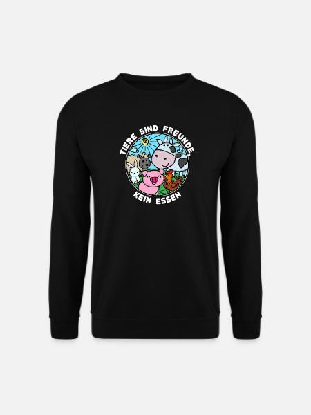 Schwein Kuh Vegan Statement Tierlieb - Unisex Pullover - Schwarz