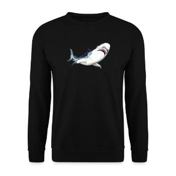 Great White Shark Watercolor Shark Art Shirt - Unisex Sweatshirt - black - Front - Alina (178cm) & Michal (187cm)