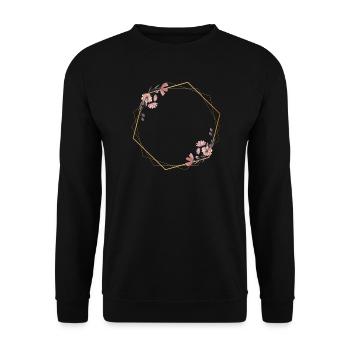 Geometric elegance with pink flowers - Unisex Sweatshirt - black - Front - Alina (178cm) & Michal (187cm)