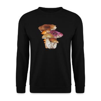 Aquarell Waldpilze Kolonie - Unisex Pullover - Schwarz - Vorne - Alina (178cm) & Michal (187cm)