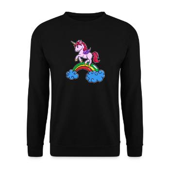 Einhorn Cool Tier - Unisex Pullover - Schwarz - Vorne - Alina (178cm) & Michal (187cm)