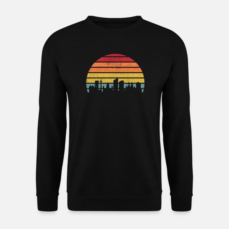 Stripes der Sonnenuntergangsskyline - Unisex Pullover - Schwarz