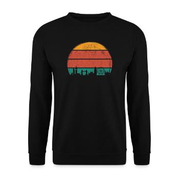 Sonnenuntergang Skyline Silhouette - Unisex Pullover - Schwarz - Vorne - Alina (178cm) & Michal (187cm)
